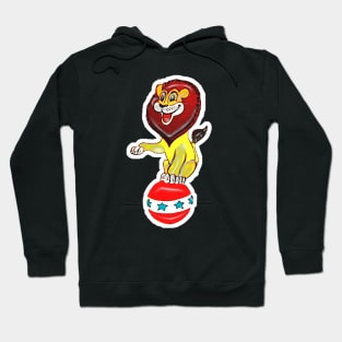 Funny circus lion balancing on the ball Hoodie